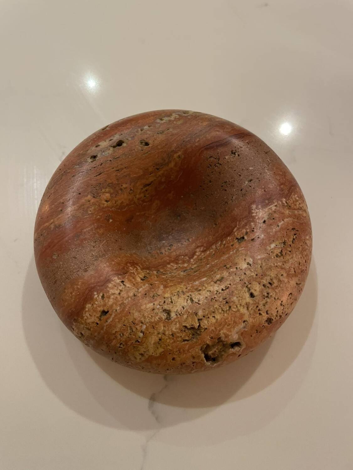 Vintage red travertine ashtray attributed to Sergio Asti for Up&up, Italy, 1970s