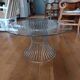 vintage 70s round designer coffee table with wire base