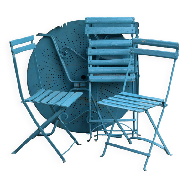 table pliante de jardin et ses 4 chaises - salon de jardin