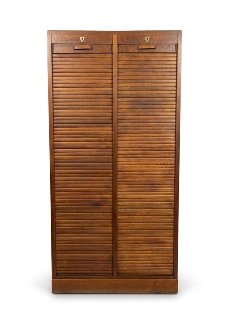 Antique double curtain oak cabinet