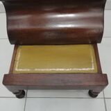 Old stepladder or English mahogany library foot walk