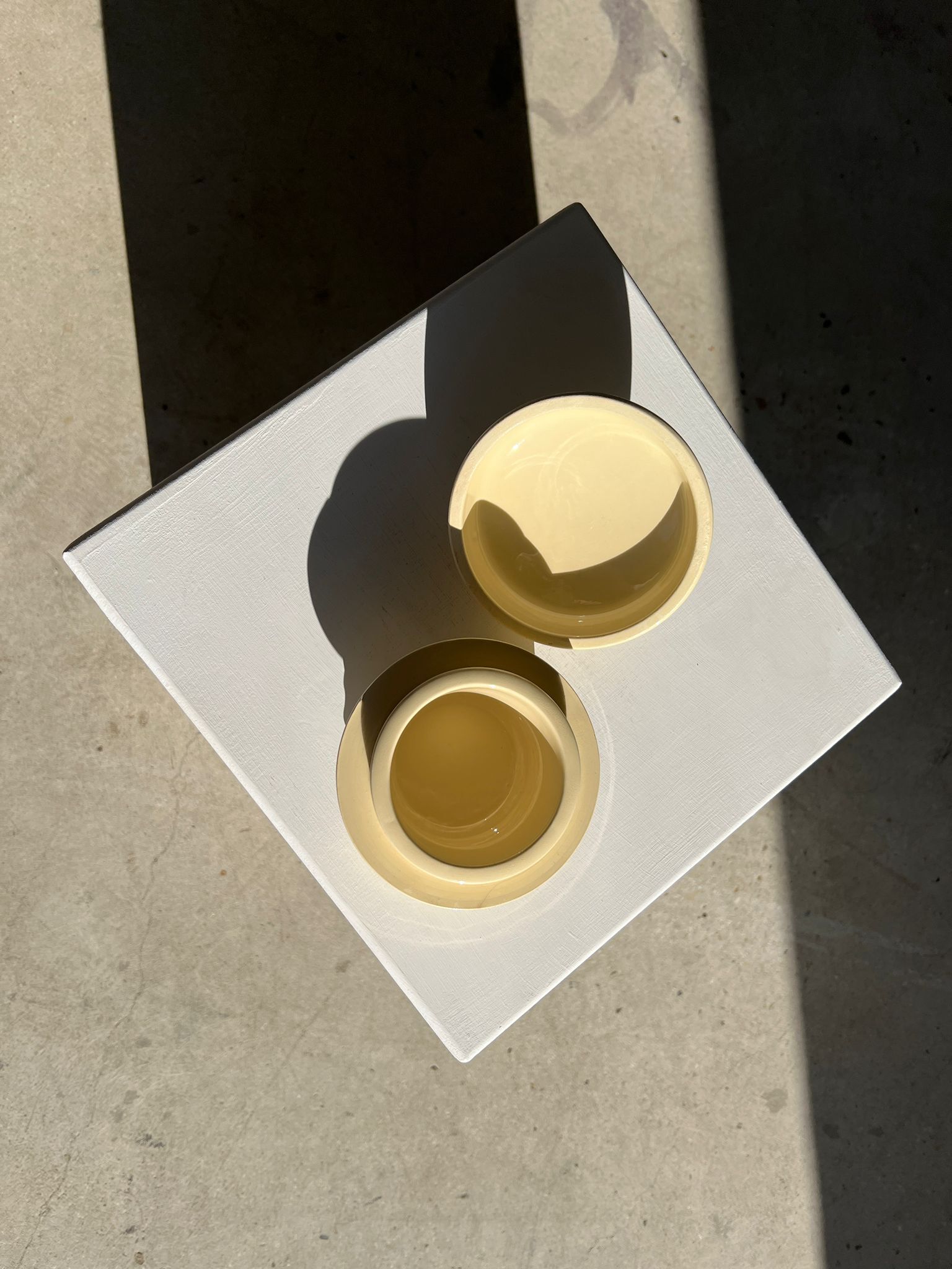 Glazed light yellow ceramic terrine