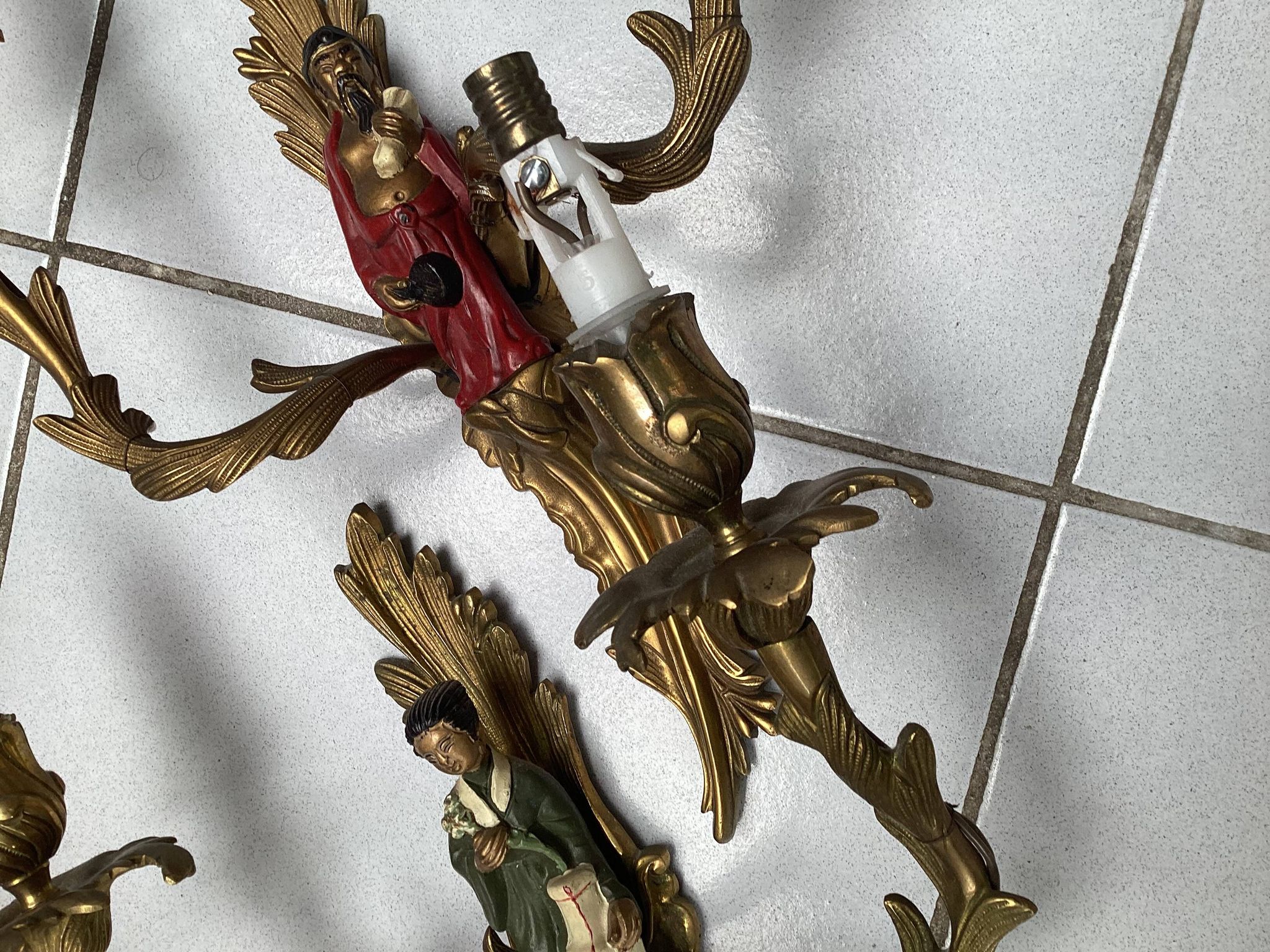 Paire d’applique au chinois en bronze 19ème