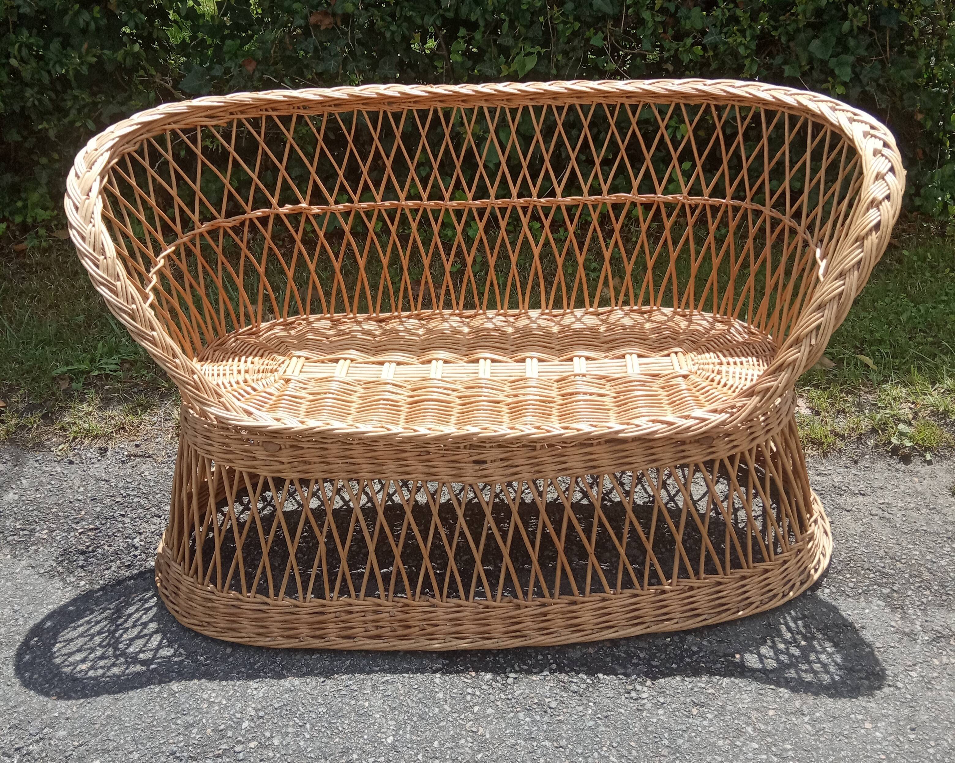 Vintage rattan bench