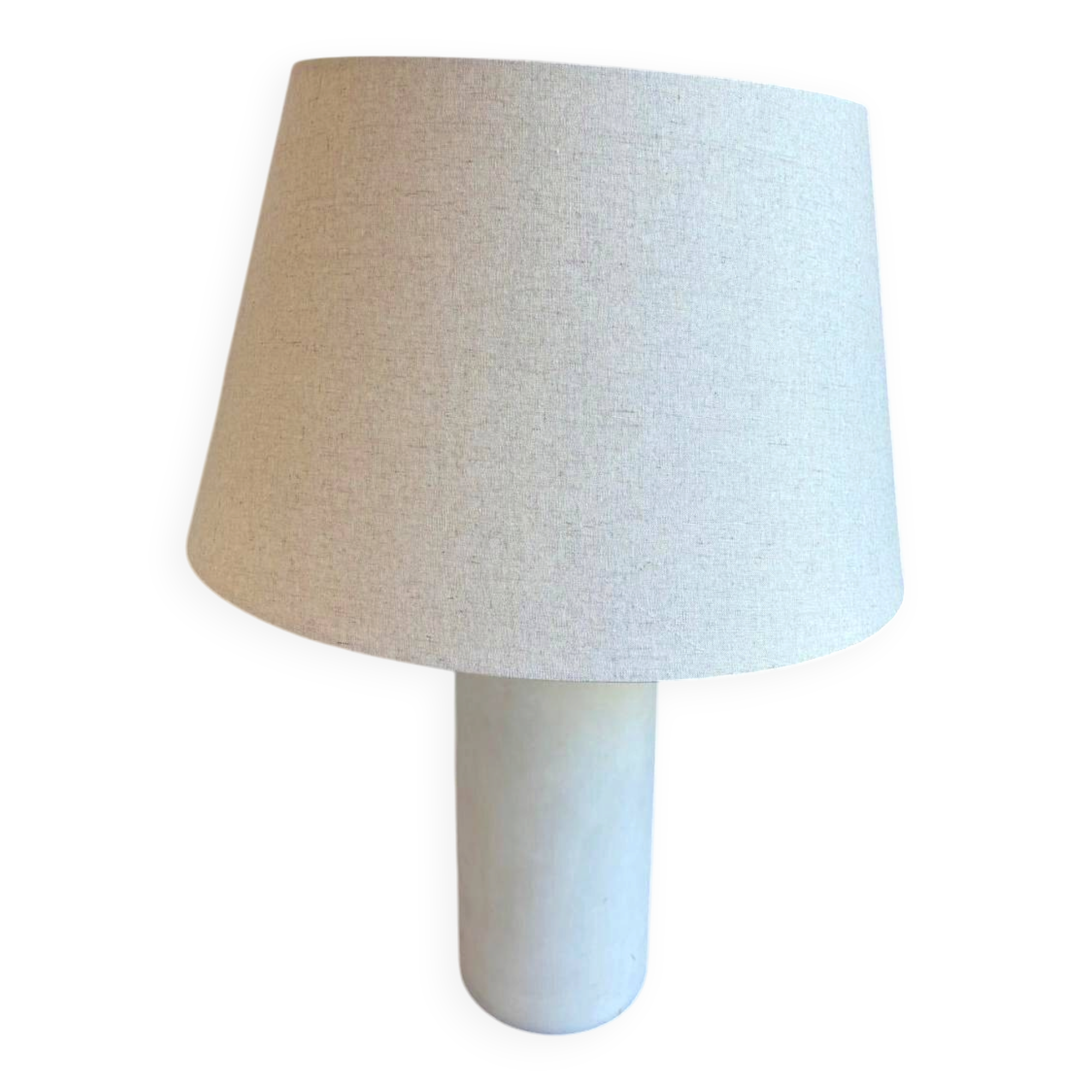 Abelia table lamp, white marble effect base, fabric shade.