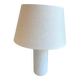 Abelia table lamp, white marble effect base, fabric shade.