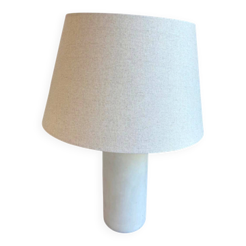 Abelia table lamp, white marble effect base, fabric shade.