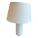 Abelia table lamp, white marble effect base, fabric shade.