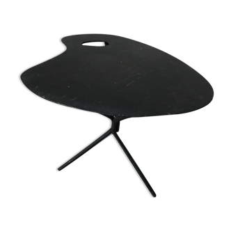 Side table in black lacquered metal, circa 1950.