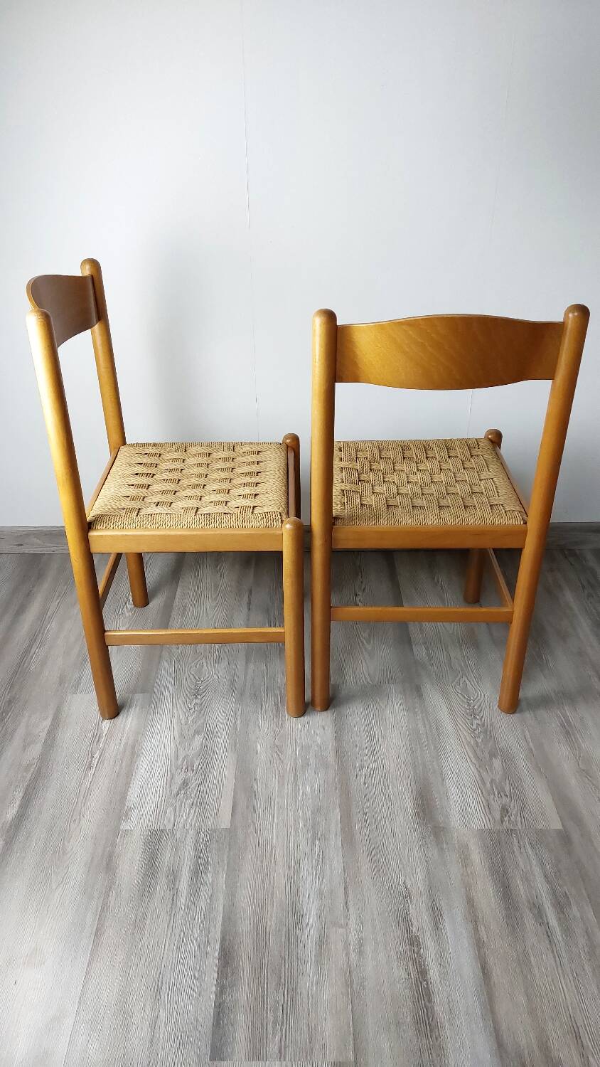 2 chaises corde raphia tressée