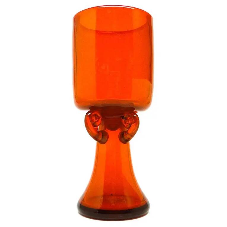 Modernism vase, orange glass, designed by J. Słuczan-Orkusz, Poland, 1970s
