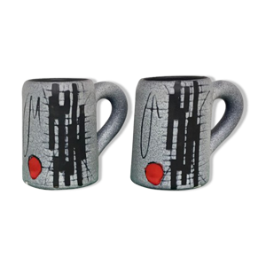 paire de mugs ou grandes tasses céramique de François Caleca - 1960