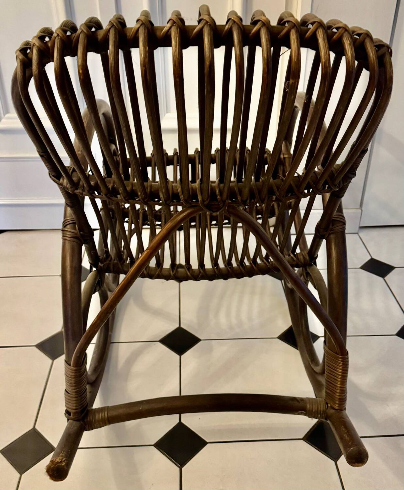 Bamboo and rattan rocking chair