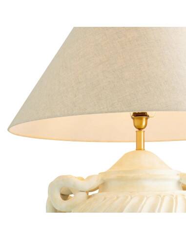 Pair of table lamps with antique look and brushed brass finish.