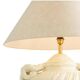 Pair of table lamps with antique look and brushed brass finish.