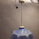 Hanging lamp blue opaline glass draped vintage 1950/1960