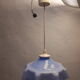 Hanging lamp blue opaline glass draped vintage 1950/1960