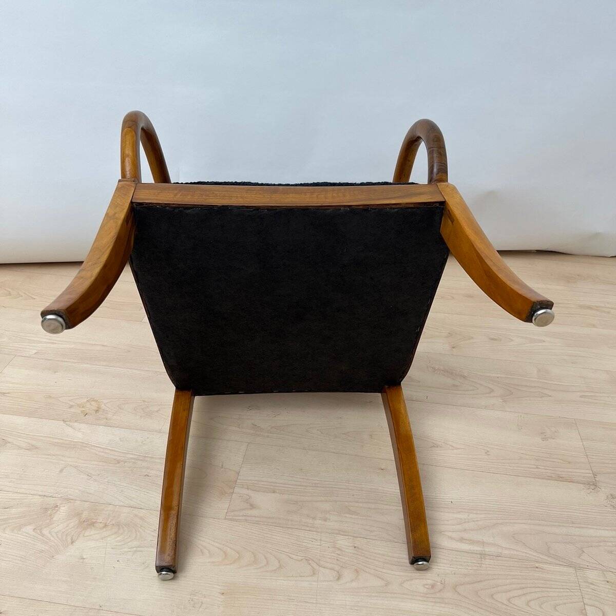 Biedermeier Armchair in Walnut & Black Boucle, South Germany, 1835