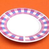 6 small porcelain plates/saucers with checkered pattern