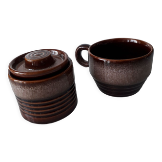 Vintage ceramic cup and sugar bowl