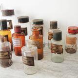 Old pharmacy jar, apothecary bottle, crystallized boric acid