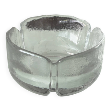 Vintage Scandinavian Textured Glass Ashtray | Organic Design | 1970s