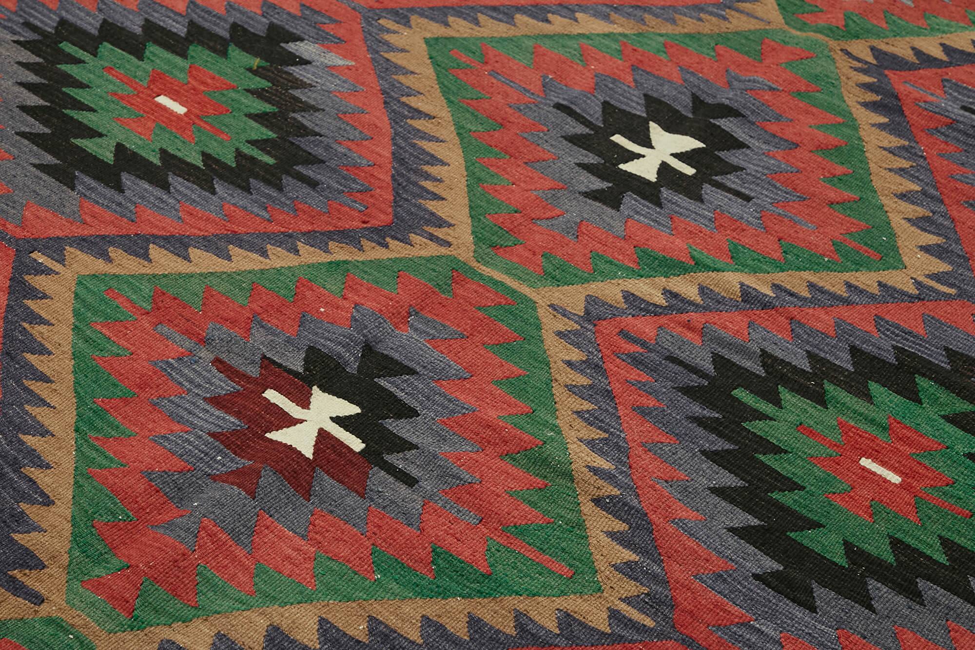 Turkish Handmade Vintage Anatolian Kilim 202 cm x 284 cm