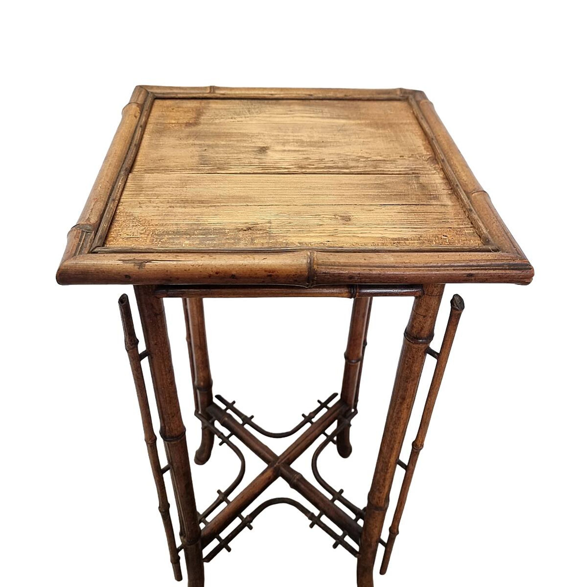 French Bamboo Art Nouveau Plant Table, late 1800s