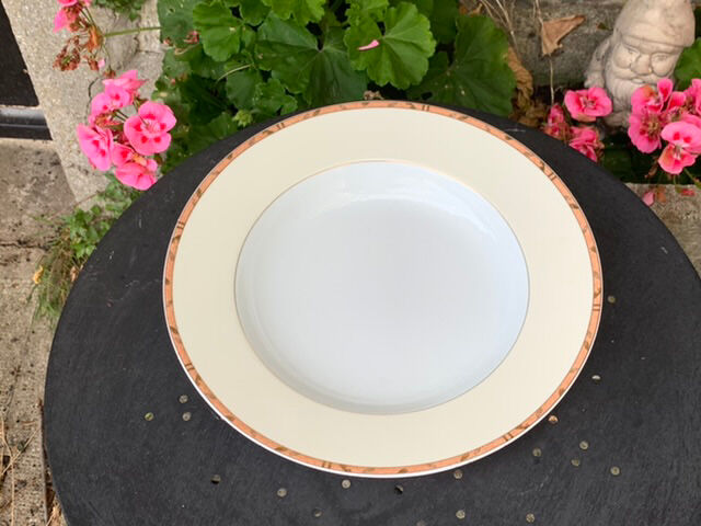 Hollow dish in limoges porcelain Guy Degrenne model vintage foliage