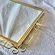 Hollywood Regency Gold Brass Wall Mirror - 70 x 46 cm