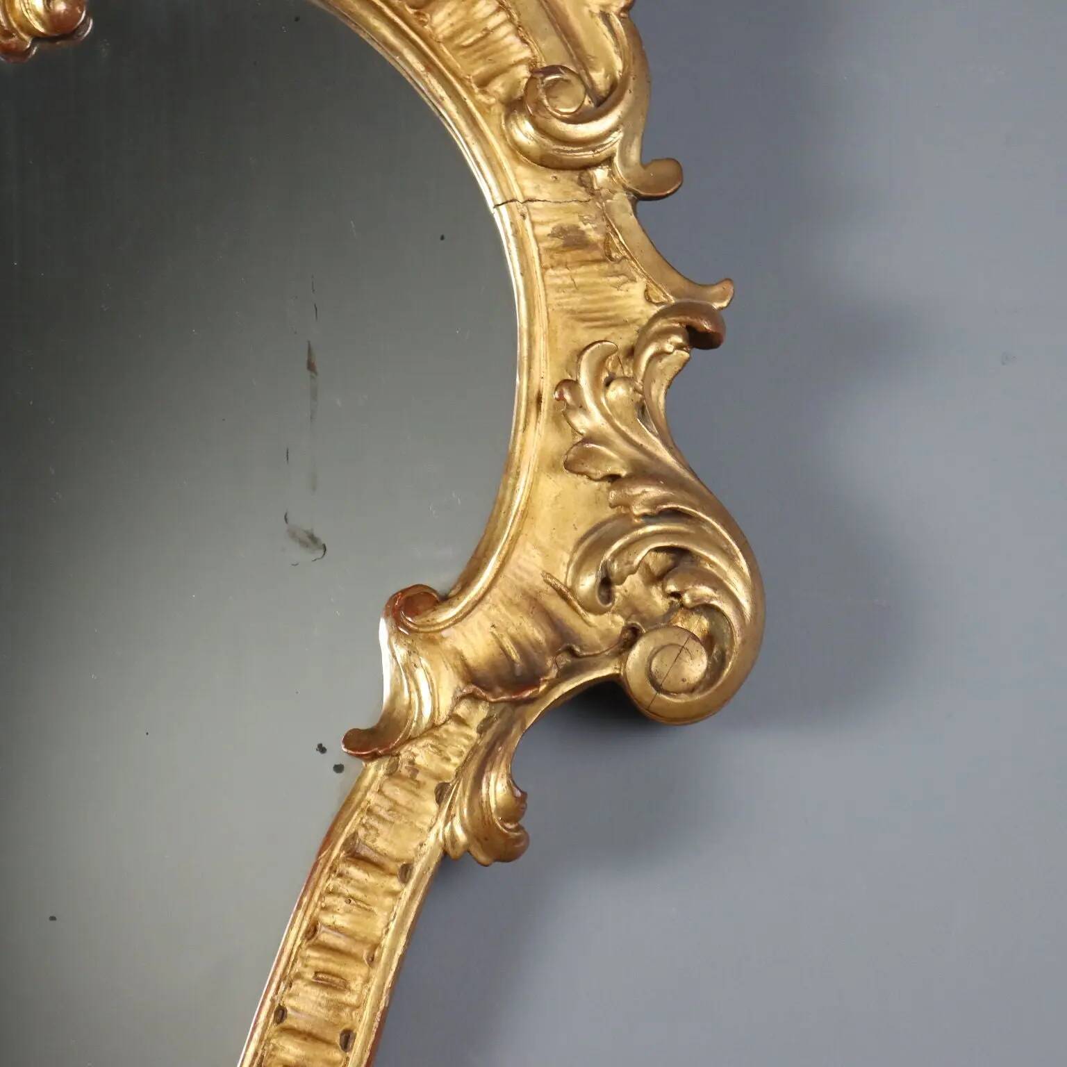 Antique baroque mirrors in carved wood, Italy, 19th century.