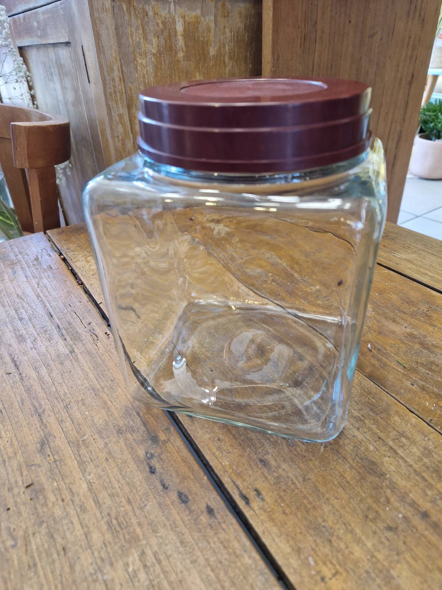 Ancient moulded glass jar with bakelite lid 20th century