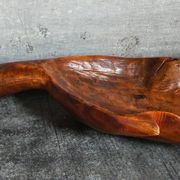 Coupe feuille en bois massif sculptée XXL ancienne