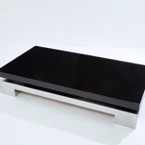 Large black lacquered and steel coffee table Nadine Charteret 1972
