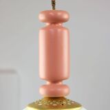 Mid-Century Italian Brass & Opaline Glass Pendant Lamps, Set of 2