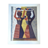 1957 Mid-Century Swedish Limited Edition Signed Abstract Lithograph, Esaias Thorén - "Baskets"