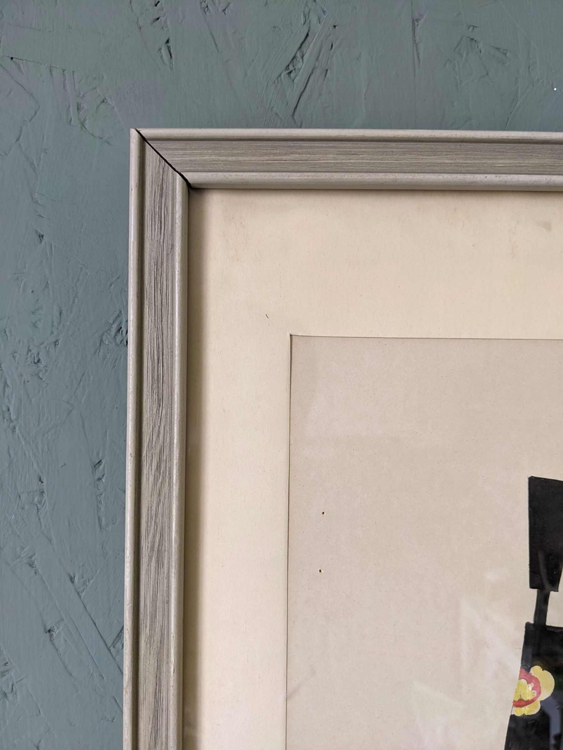 Mid-century modern swedish "The royal guard" vintage figurative watercolor & gouache painting