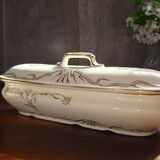 Brush holder and soap holder hamage nord, art nouveau, floral décor edging gold.