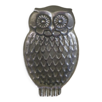 Owl empty pewter pocket signed Erve