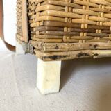 Low fishing box stool in rattan and skai