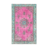 Handmade hi-low pile turkish 1980s 163 cm x 262 cm multicolor rug