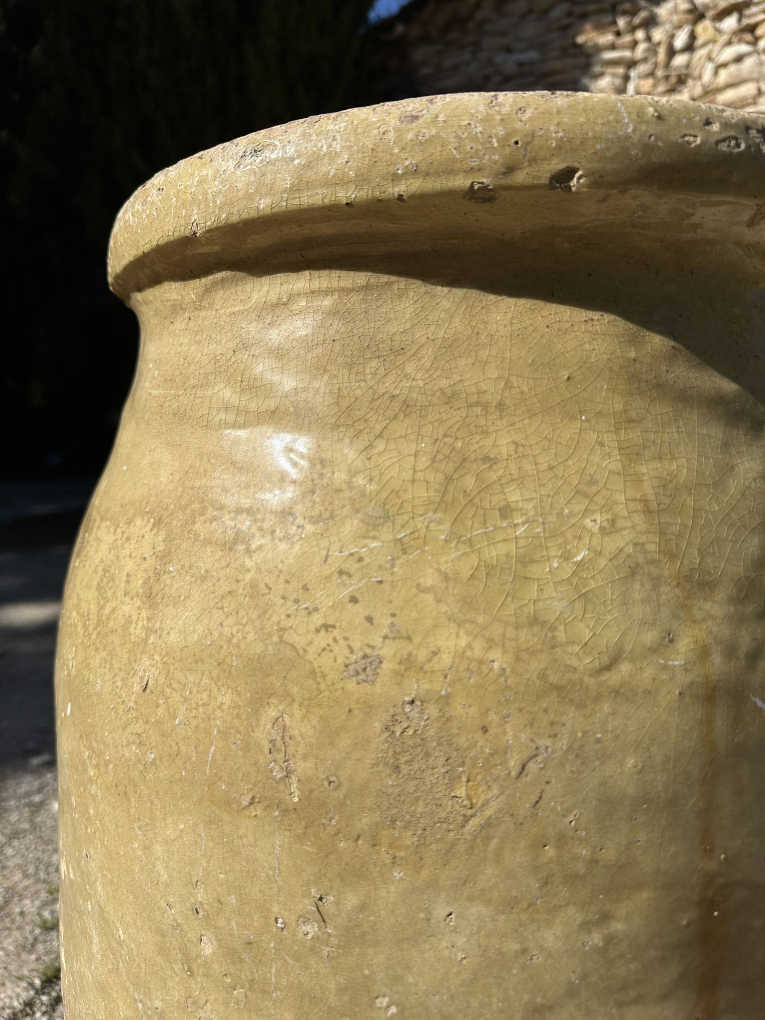 Ancient terracotta pottery jar from the 19th century.