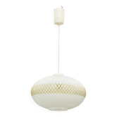 Czechoslovak Opaline Glass and Gold Pendant Light, 1970s