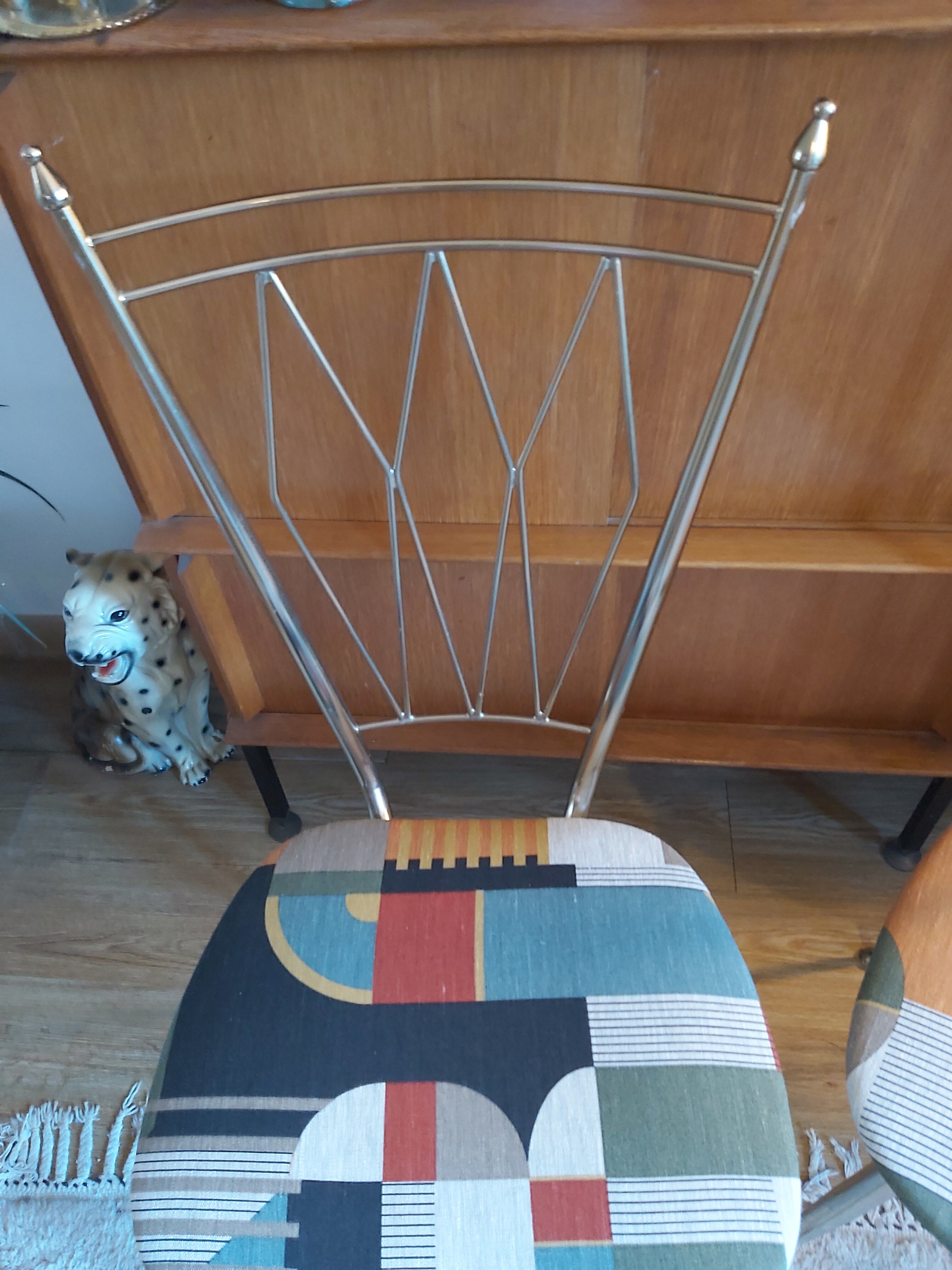 Pair of chairs in gold metal 50s