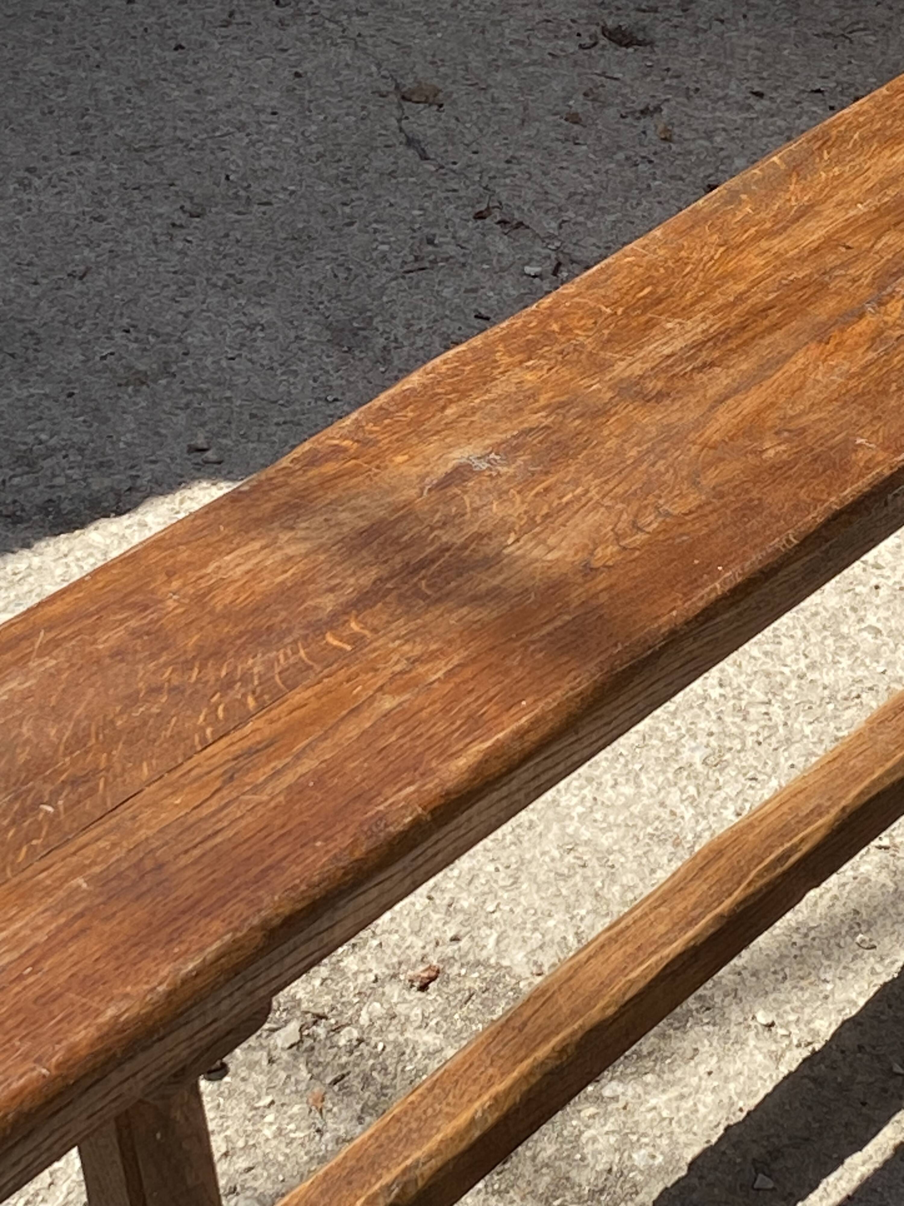 Solid oak farmhouse bench 140cm for rustic farmhouse table 1950