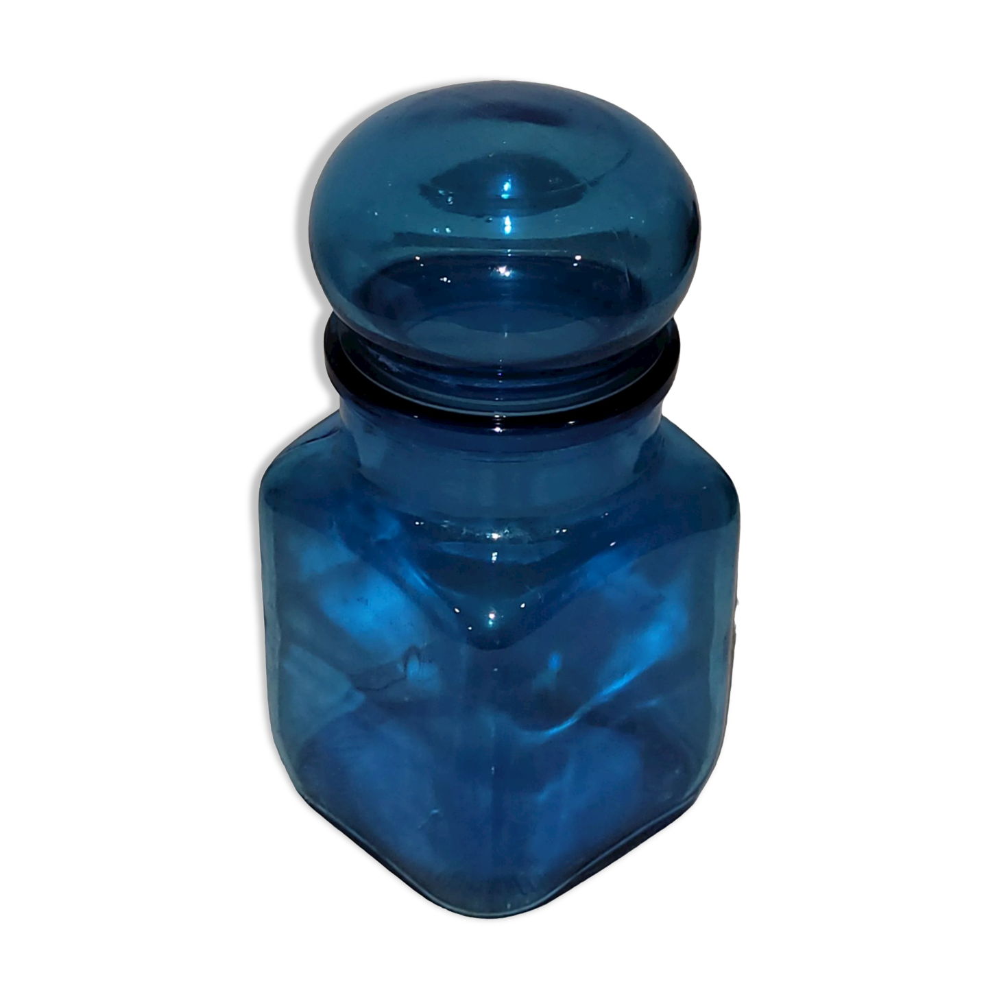 Blue glass jar