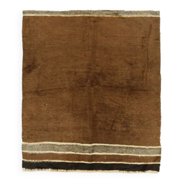 Tapis kilim en laine et coton turc vintage noué à la main, marron, 129x149.