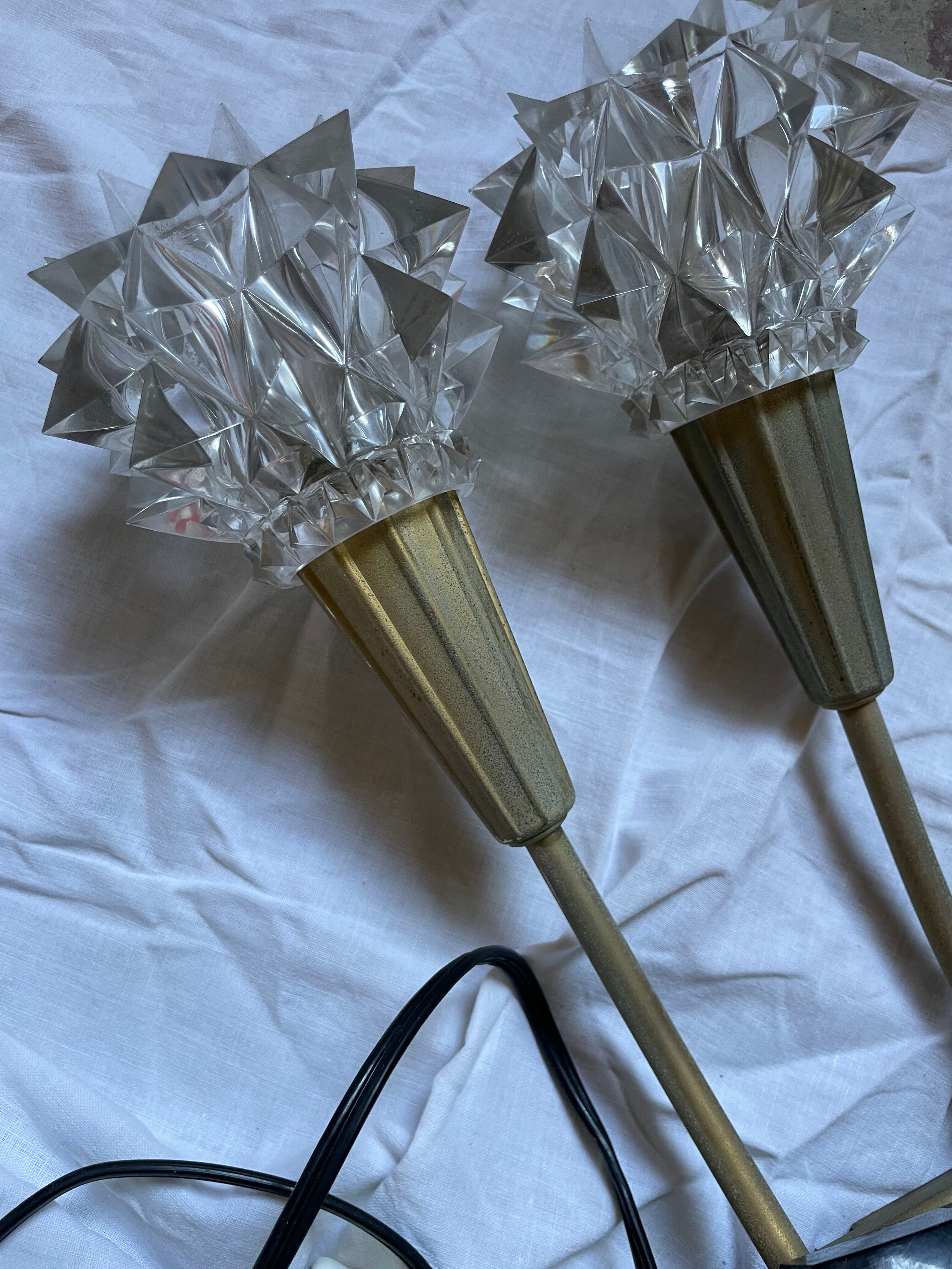 Set of 2 wall lamps type "glass" with switch on the cable via wall sockets