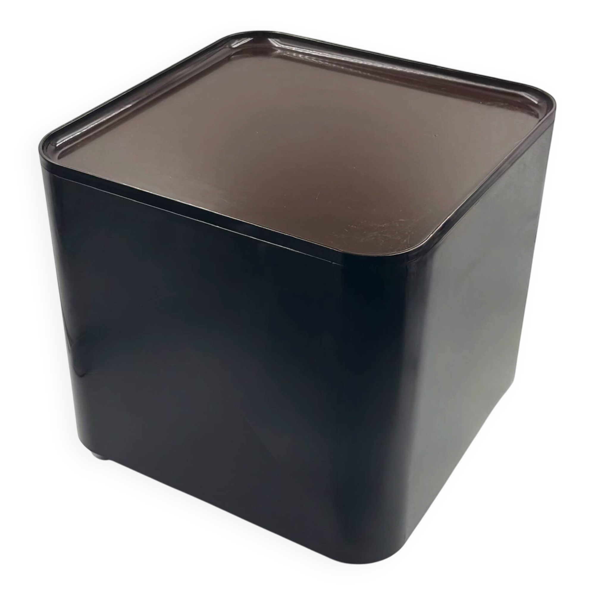Cube de rangement DIME Marcello Siard Longato années 70 plastique brun