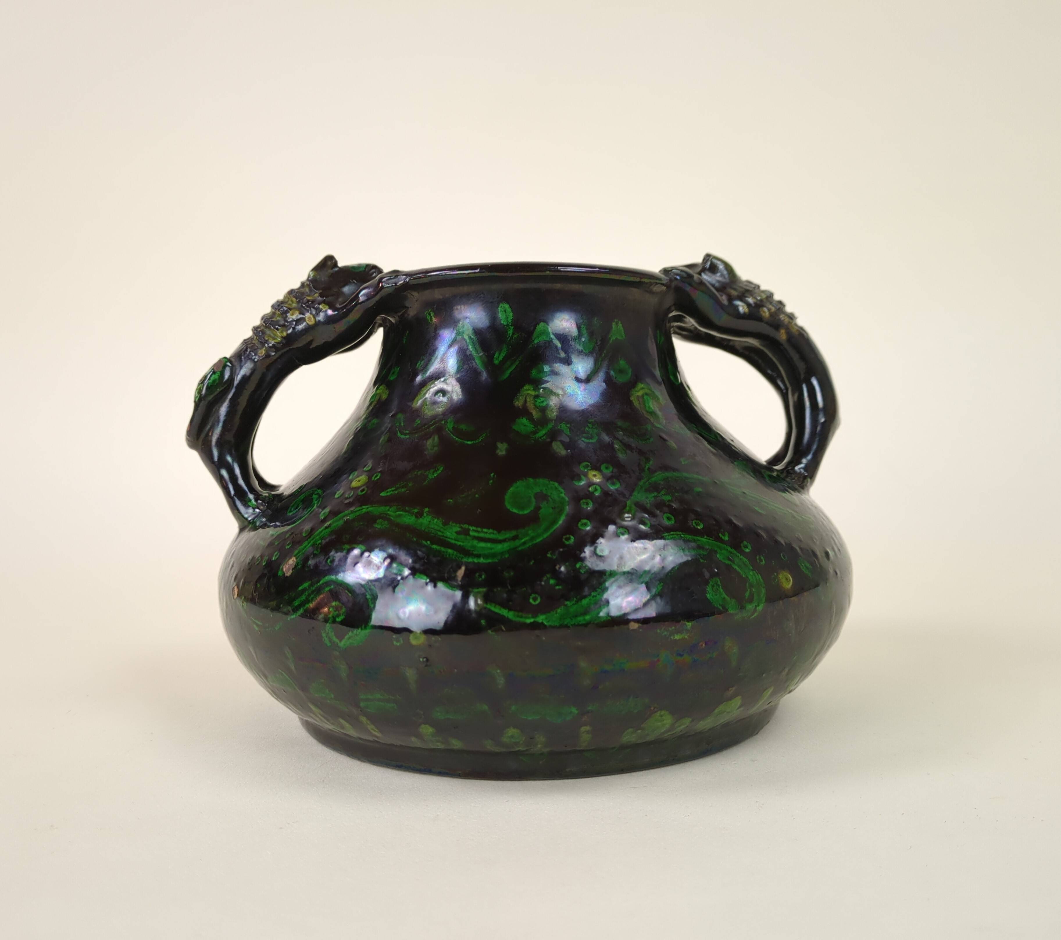 Spanish pottery vase with two handles